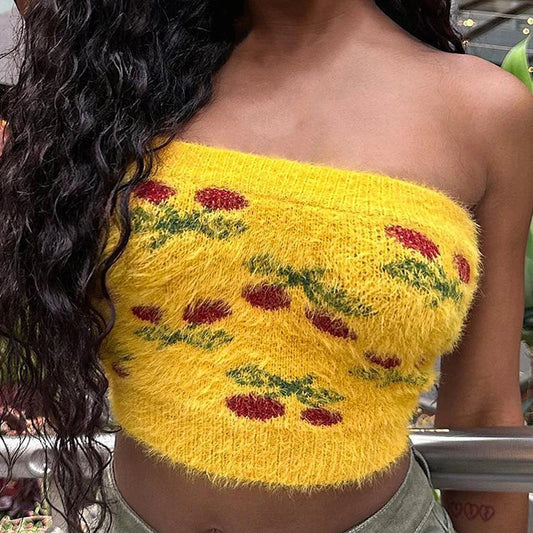 Can't Hear My Thoughts Bandeau Crop Top