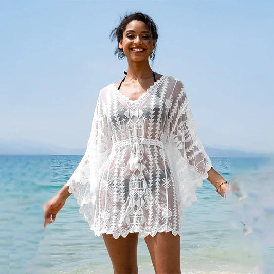 Transparent Lace Beach Cover-Up