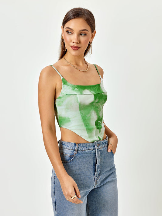 Tie Dye Backless Zipper Top