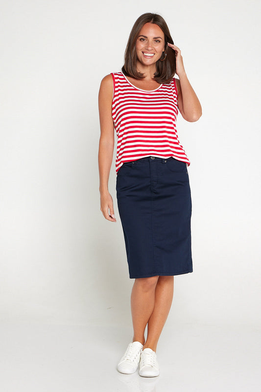 Basic Cotton Tank - Red Stripe