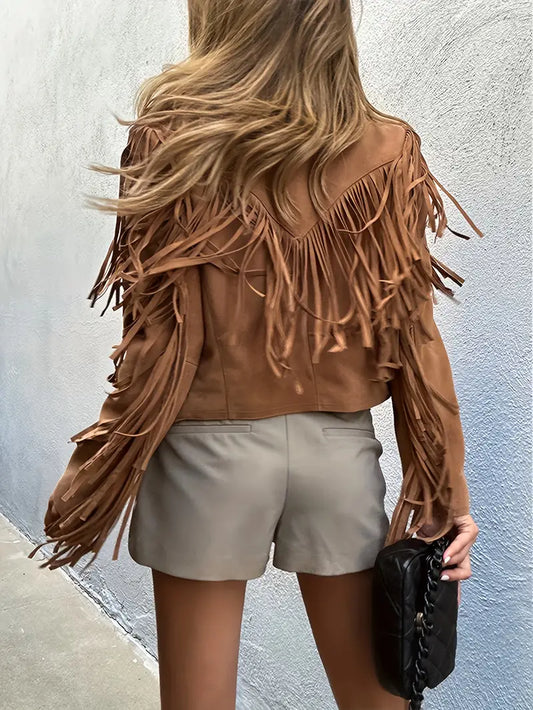 Muse Women’s Stylish Fringe Detail Short Jacket