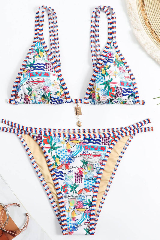 Boho Cut-Out Bikini – Tropical Bloom
