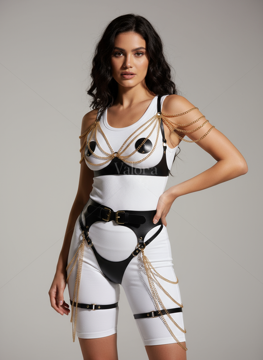 Enchantress Chain Leather Harness Set