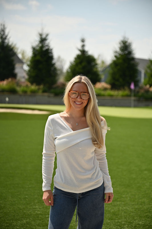 Crossover Sweater - White