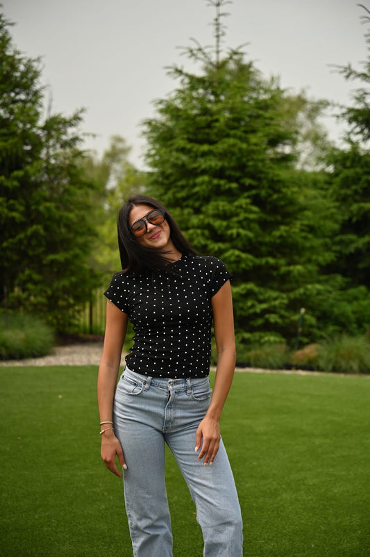 Polka Dot Tee - Black