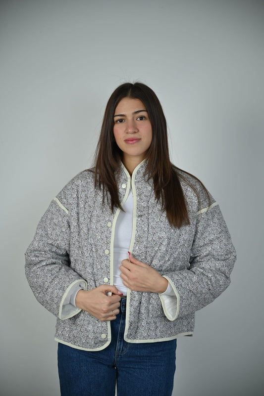 Gray Quilted Jacket