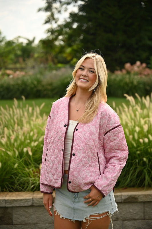 Pink Paisley Quilted Jacket