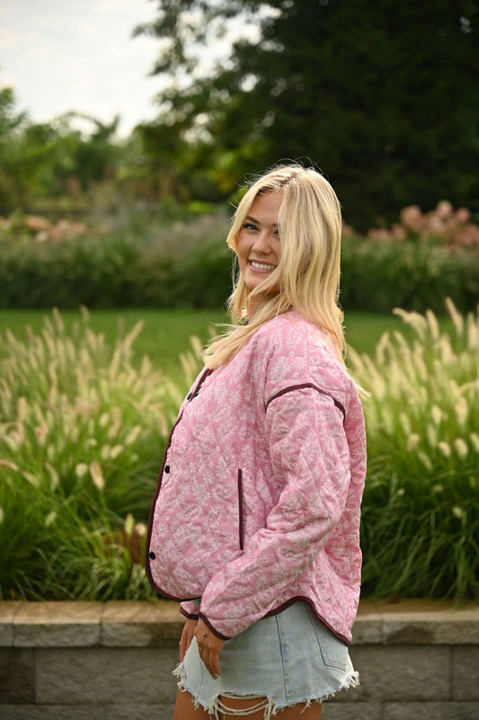 Pink Paisley Quilted Jacket
