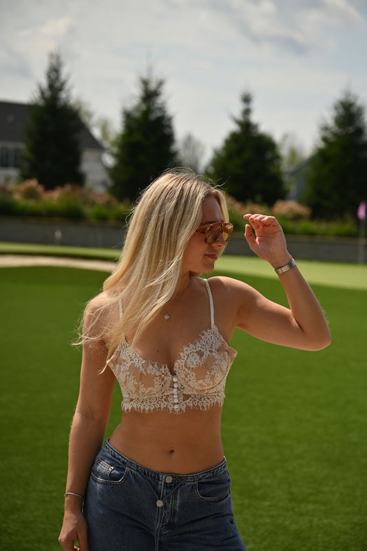 Lace Going Out Top- White