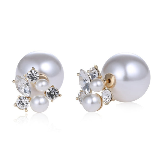 Trendy Double Sides Pearl Earring Two Ball Stud Earrings