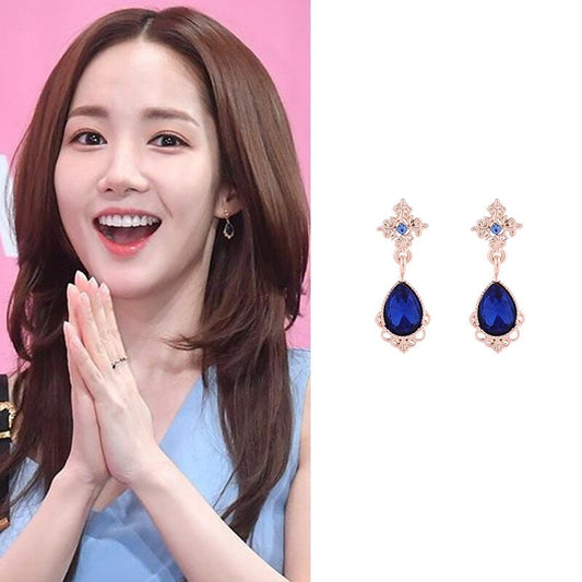 Korean Elegant Crystal Rhinestone Long Drop Earrings