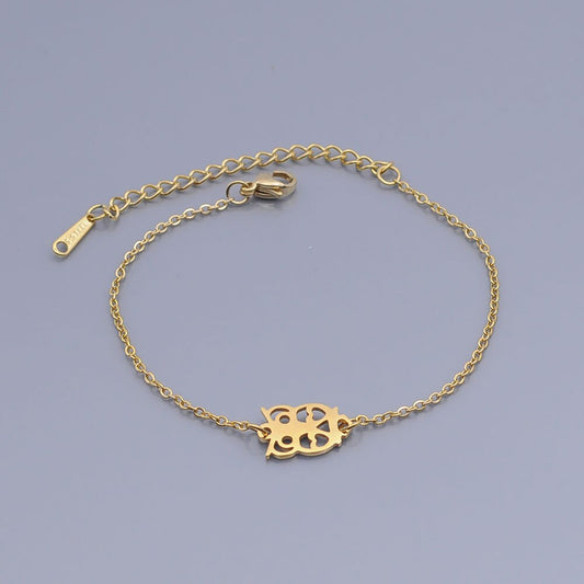 100% Stainless Steel Dainty Wise Owl Charm Bracelet