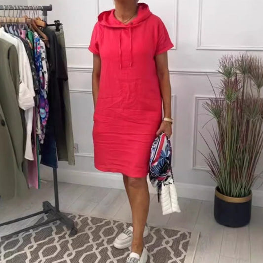 Emmaâ„¢ Cotton and Linen Dress with Pockets and Hood