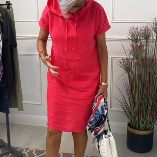Emmaâ„¢ Cotton and Linen Dress with Pockets and Hood