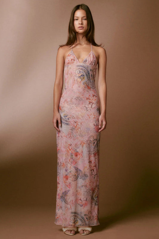 Butterfly Backless Midi Dress