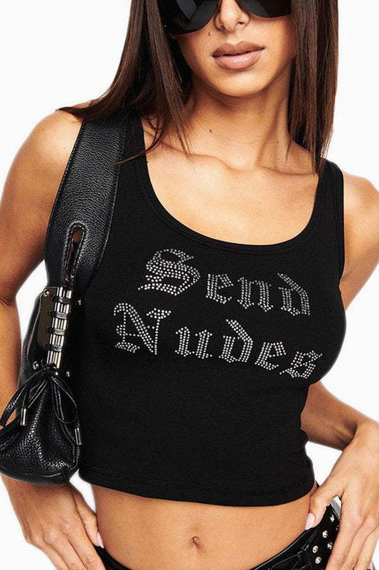 Send Nudes Rhinestone Tank Top
