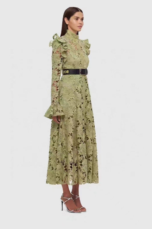 Aliyah Lace Butterfly Sleeve Midi Dress