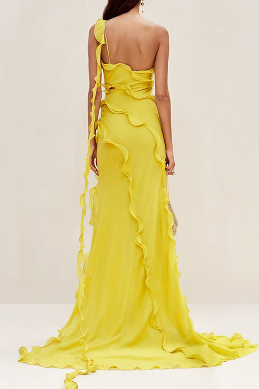 Ruffle Ribbon Maxi Dress