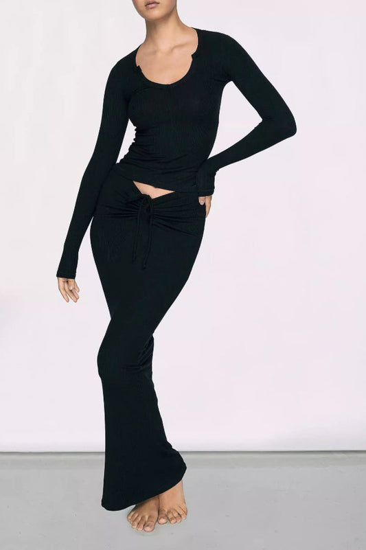 Soft Lounge Ruched Long Skirt