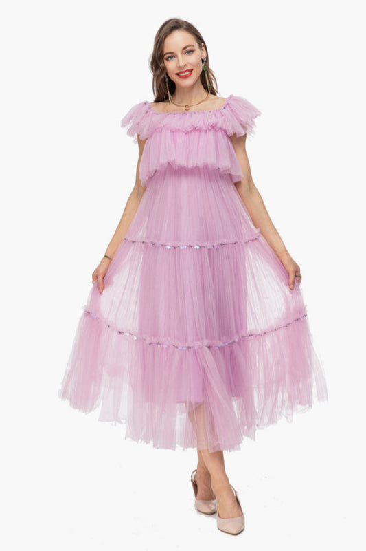 Ruffled Sleeve Corset Dress