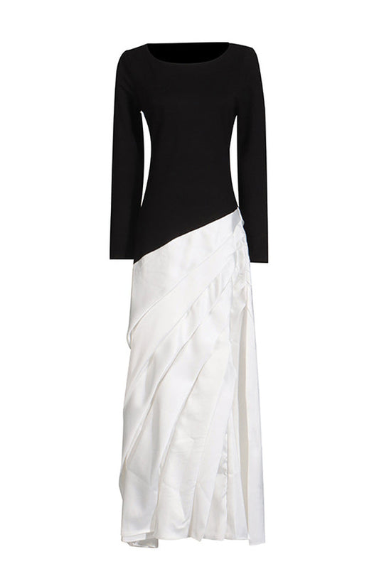 Ismay Paneled Silk & Pleated Satin Maxi Dress