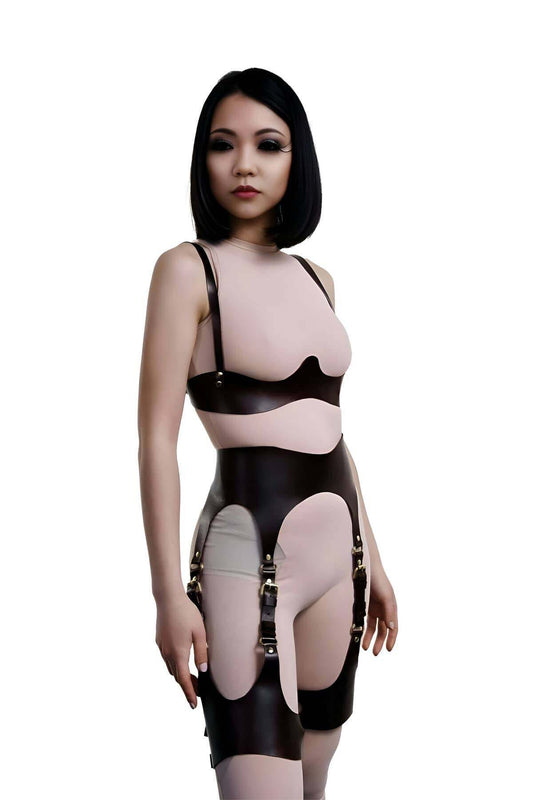 Leather Fantasy Garter Set, Erotic Leather Underwear