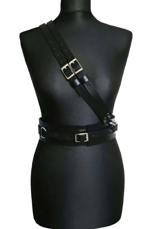Leather Shoulder Tie Waist Belt Harness