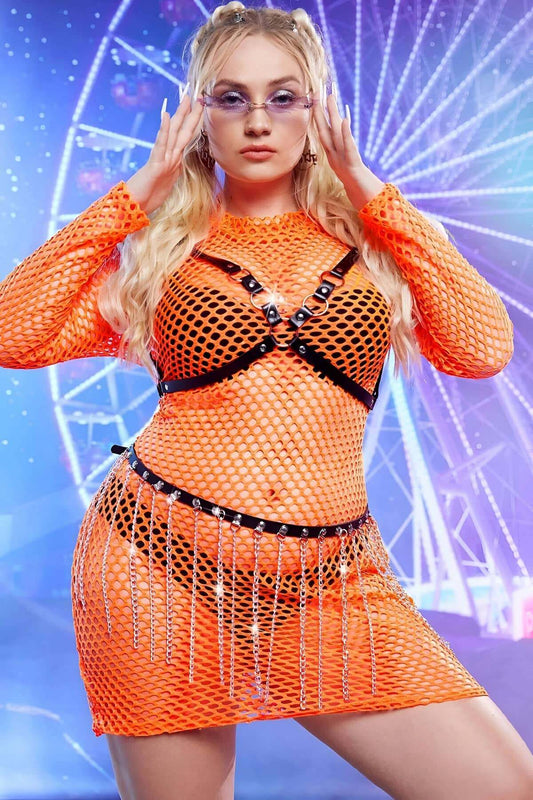 Adjustable Stylish Leather Harness Set with Chain