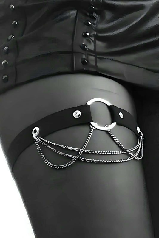 Chain Leather Leg Band