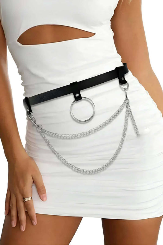 Stylish Leather Waist Harness with Chain