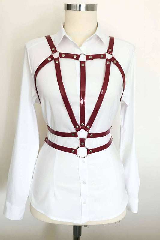 Waist Double Row Triangle Leather Harness - sexy harness