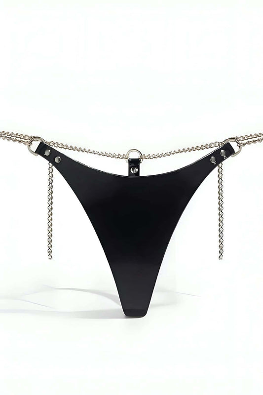 Waist Chain Leather Thong Harness, Leather Fantasy Thong