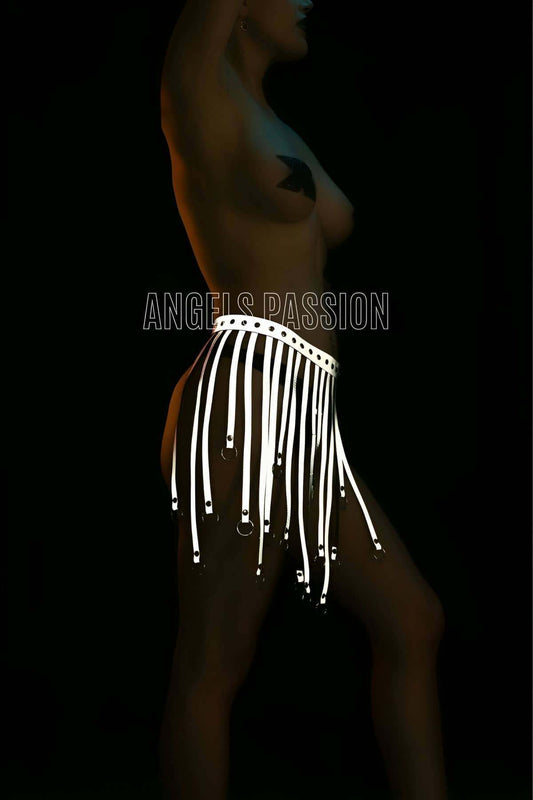 White Reflective Tassel Skirt, Evening Dress, Tights and Shorts Accessories