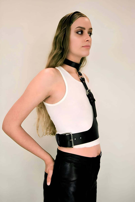 Neck Link Corset Belt Harness, Women's Leather Waist Belt