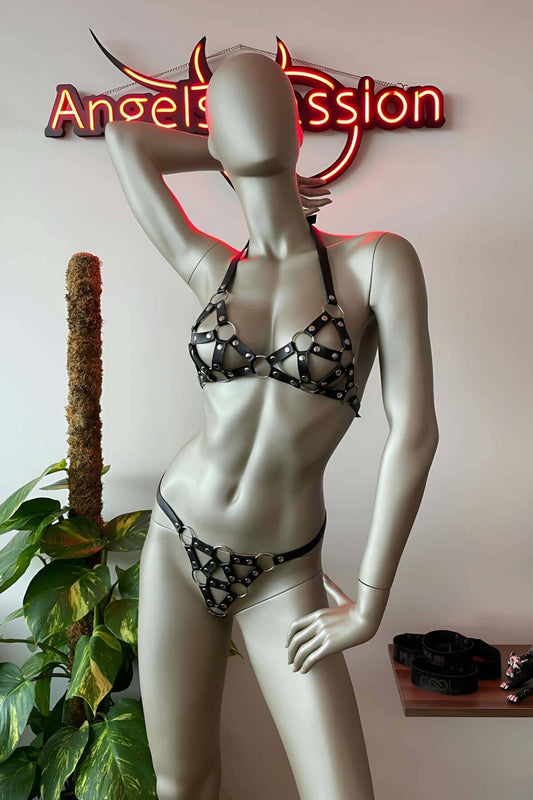 Women's Underwear Leather Bra Set