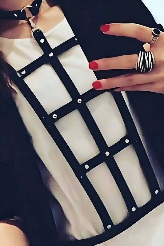 Stylish Leather Harness with Rectangular Detail