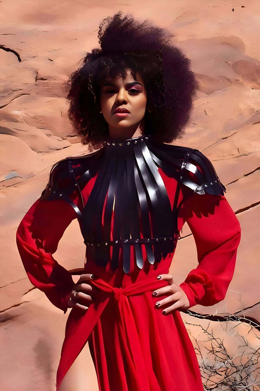 Open Back Leather Crop Bustier Harness