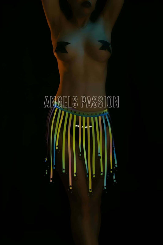 Colorful Glow in the Dark Tassel Harness Skirt