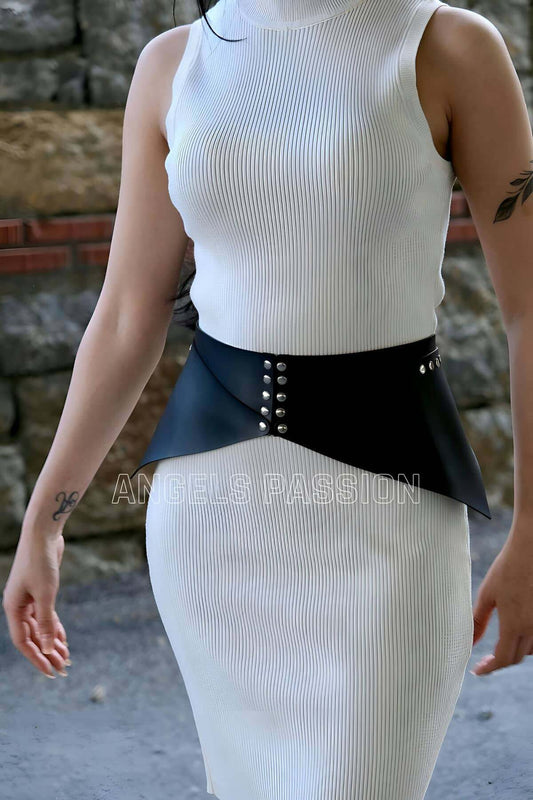Stylish Women's Belt with Rivet Detail, Stylish Women's Belt, Leather Corset Belt Over Dress