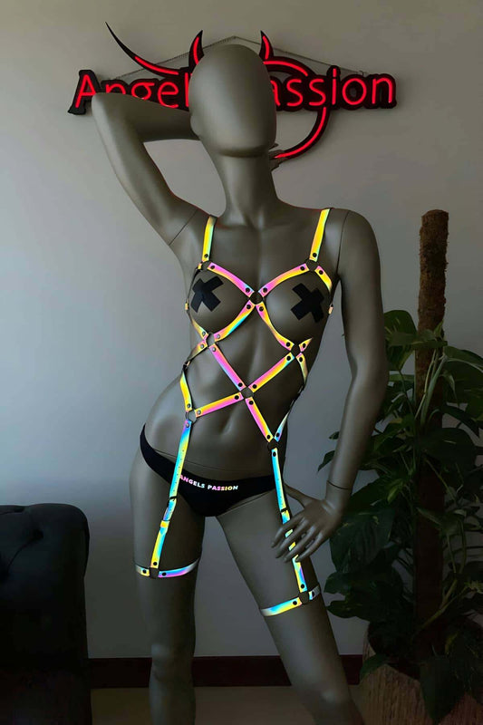 Pole Dance Clothing Sexy Harness Reflected by Light