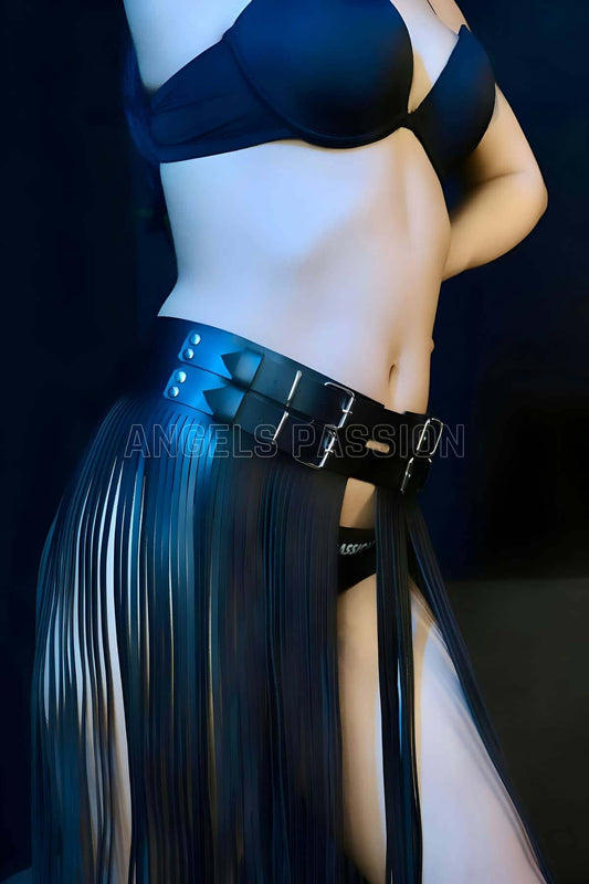 Tasseled Leather Skirt Harness