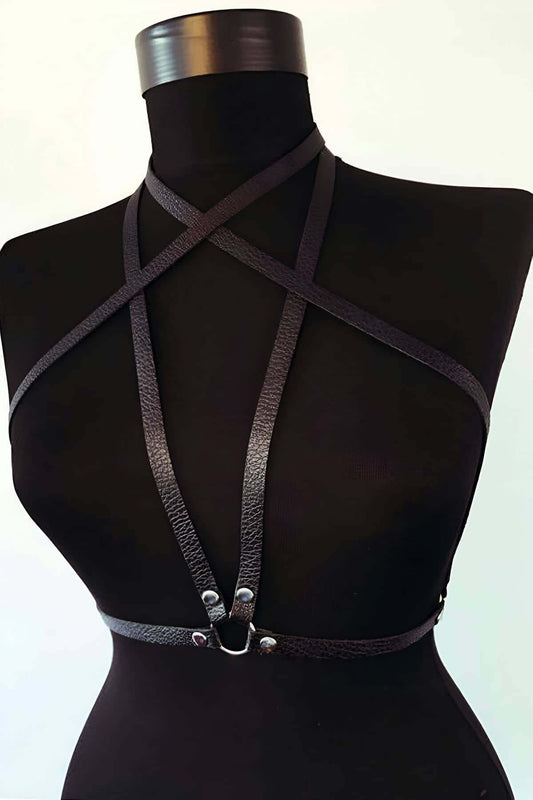 Special Production Leather Model - black leather bra