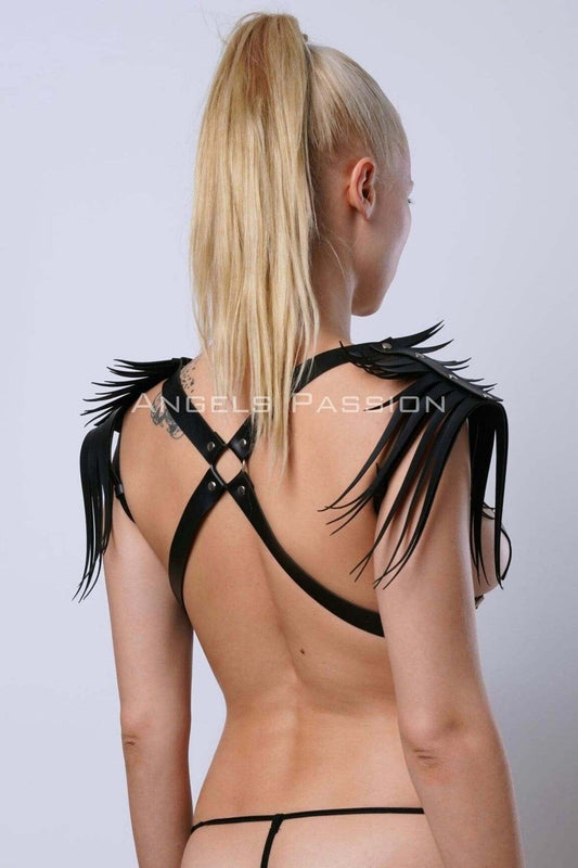 Shoulder Tassel Chest Harness, Leather Tassel Shoulder Harness