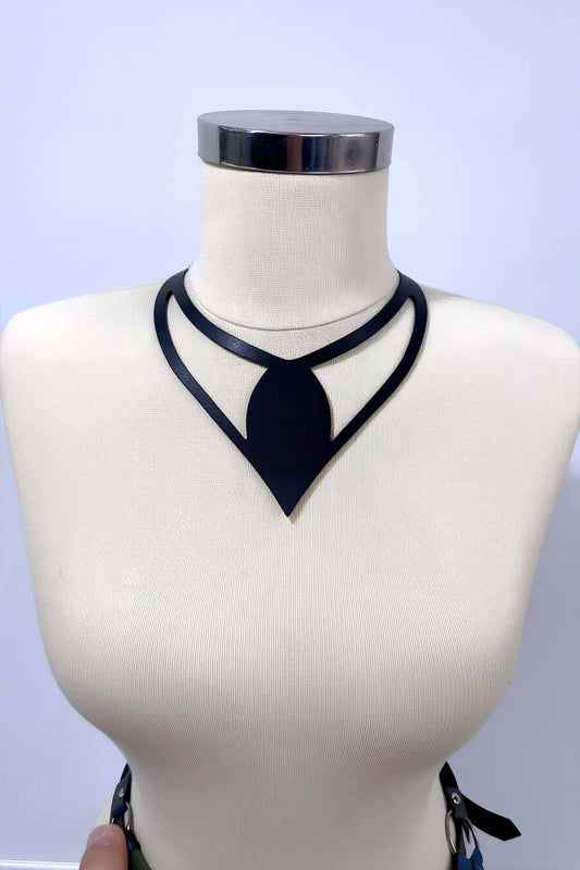 Leather Choker with Teardrop, Leather Choker Necklace