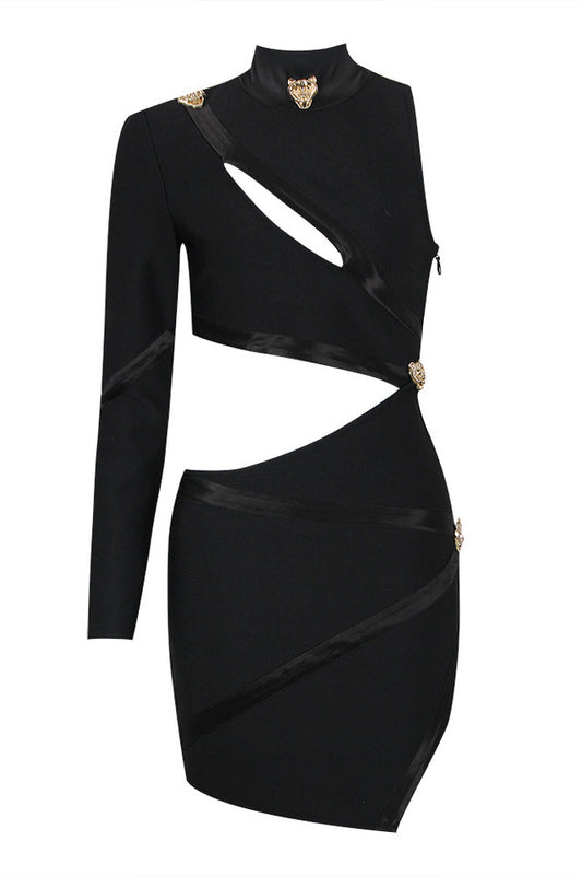 Nude One Shoulder Cutout Bandage Dress