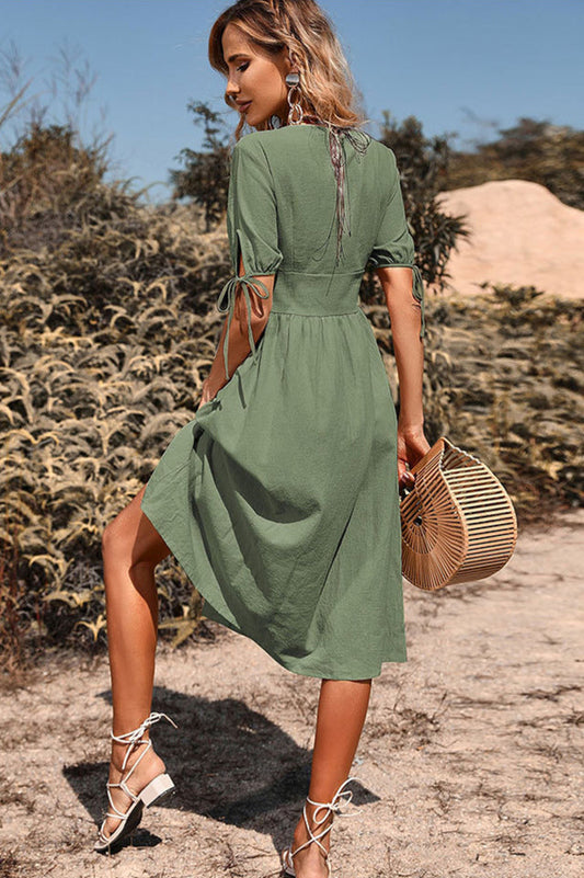 Button Through Linen Dress