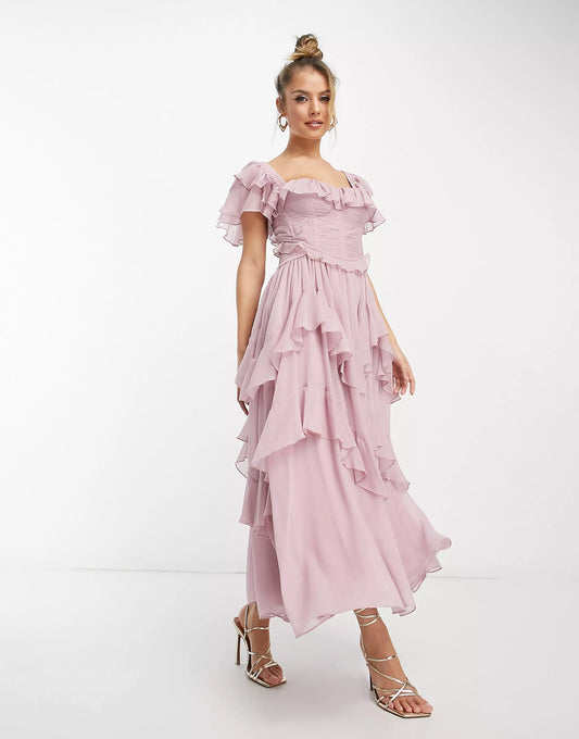 Lilac Reverie Ruffle Dress