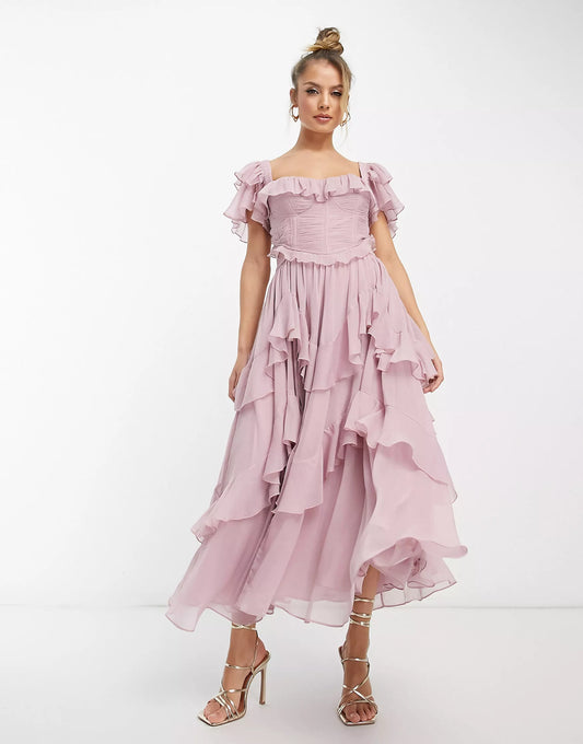 Lilac Reverie Ruffle Dress