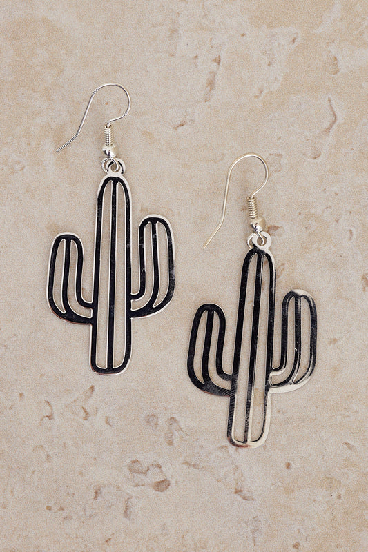 Cactus Earrings - Silver