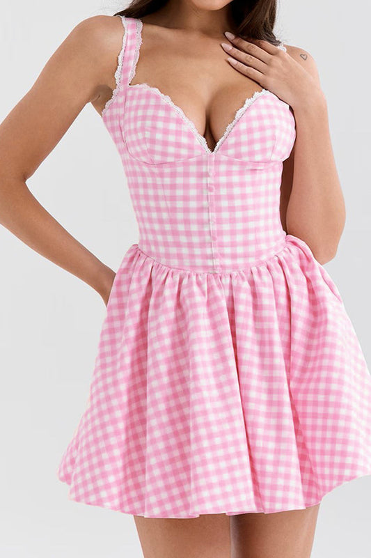 Brigite Plaid Cotton Dress